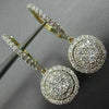 ESTATE 1.16CT DIAMOND 14KT YELLOW GOLD 3D DOUBLE HALO LEVERBACK HANGING EARRINGS
