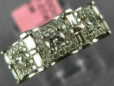 WIDE .95CT DIAMOND 18KT WHITE GOLD ROUND & BAGUETTE SQUARE HALO ANNIVERSARY RING