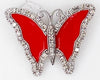 ESTATE .25CT DIAMOND & RED ENAMEL 14K WHITE GOLD CLASSIC BUTTERFLY LOVE NECKLACE