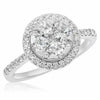 ESTATE .99CT DIAMOND 18KT WHITE GOLD ROUND CLUSTER INVISIBLE STAR HALO LOVE RING