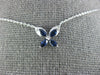 ESTATE .42CT DIAMOND & AAA SAPPHIRE 14KT WHITE GOLD 3D BUTTERFLY LOVE NECKLACE