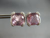 LARGE 16.55CT DIAMOND & AAA PINK TOPAZ 14KT WHITE GOLD CUSHION CLIP ON EARRINGS