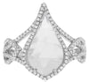 LARGE 3.40CT DIAMOND & AAA WHITE TOPAZ 14KT WHITE GOLD PEAR SHAPE & ROUND RING
