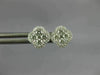ESTATE .46CT DIAMOND 18KT WHITE GOLD 3D SQUARE FLOWER HALO STUD EARRINGS