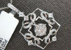 LARGE .78CT DIAMOND 18KT WHITE GOLD 3D FLOWER FILIGREE SQUARE FLOATING PENDANT