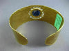 ESTATE WIDE 4.97CT DIAMOND & AAA SODALITE 18KT YELLOW GOLD CUFF BANGLE BRACELET