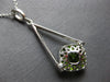 LARGE 3.92CT DIAMOND & AAA PERIDOT 14KT WHITE GOLD 3D CUSHION & ROUND PENDANT
