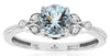 ESTATE .55CT DIAMOND & AAA AQUAMARINE 14KT WHITE GOLD FLOWER FILIGREE LOVE RING