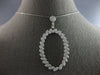 EXTRA LARGE 3.21CT DIAMOND 14KT WHITE GOLD MULTI LEAF OPEN OVAL FLOATING PENDANT