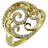 ESTATE WIDE .20CT DIAMOND 14KT YELLOW GOLD CIRCULAR OPEN FILIGREE SWIRL FUN RING