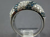 ESTATE WIDE 3.49CT WHITE & BLUE DIAMOND 18KT WHITE GOLD MULTI ROW DOME FUN RING