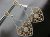 EXTRA LARGE 2.91CT DIAMOND 18K WHITE & ROSE GOLD FLOWER CLIP ON HANGING EARRINGS
