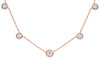 .22CT DIAMOND 14KT ROSE GOLD 3D ROUND CLASSIC BEZEL BY THE YARD 5 STONE NECKLACE