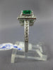 LARGE 1.55CT DIAMOND & AAA EMERALD 14K WHITE GOLD SQUARE & ROUND ENGAGEMENT RING