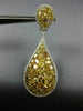 LARGE GIA 11.52CT WHITE & FANCY YELLOW DIAMOND 18K GOLD CLUSTER HANGING EARRINGS
