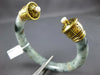 ANTIQUE LARGE AAA JADE & PEARL 14KT YELLOW GOLD 3D CHINESE CUFF BANGLE BRACELET