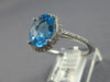 WIDE 3.11CT DIAMOND & AAA BLUE TOPAZ 14K WHITE GOLD OVAL & ROUND ENGAGEMENT RING