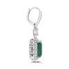 LARGE 10.36CT DIAMOND & AAA EMERALD 18KT WHITE GOLD EMERALD CUT HANGING EARRINGS