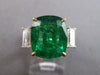 EXTRA LARGE 6.88CT DIAMOND & AAA EMERALD 18K 2 TONE GOLD 3 STONE ENGAGEMENT RING