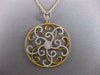 LARGE .75CT DIAMOND 18K WHITE & YELLOW GOLD 3D OPEN FILIGREE FLOWER FUN PENDANT
