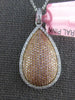 LARGE 1.05CT WHITE & PINK DIAMOND 18KT WHITE GOLD 3D TEAR DROP FLOATING PENDANT