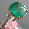 EXTRA LARGE 4.44CT DIAMOND & AAA EMERALD 18K 2 TONE GOLD CUSHION ENGAGEMENT RING