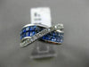 ESTATE WIDE 3.02CT DIAMOND & OMBRE AAA SAPPHIRE 14K WHITE GOLD 3D MULTI ROW RING