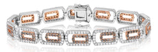 5.2CT WHITE & CHOCOLATE FANCY DIAMOND 14K WHITE & ROSE GOLD CUFF TENNIS BRACELET