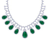 ESTATE EXTRA LARGE 47.68CT DIAMOND & AAA EMERALD 18KT WHITE GOLD TENNIS NECKLACE