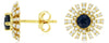1.15CT DIAMOND & AAA SAPPHIRE 14KT YELLOW GOLD 3D FLOWER STARBURST STUD EARRINGS