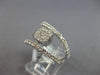 .59CT DIAMOND 14KT WHITE GOLD 3D ROUND CLUSTER SQUARE 3 ROW CRISS CROSS FUN RING