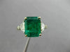 ESTATE LARGE 4.16CT DIAMOND & EMERALD 18K YELLOW GOLD & PLATINUM ENGAGEMENT RING