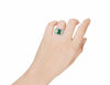 ESTATE LARGE 5.96CT DIAMOND & AAA EMERALD 18KT 2 TONE GOLD CUSHION & ROUND RING