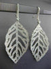 ESTATE 3.05CT DIAMOND 18KT WHITE GOLD 3D OPEN FILIGREE LEAF HANGING EARRINGS VVS