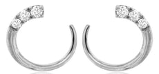 .25CT DIAMOND 14KT WHITE GOLD GRADUATING JOURNEY SIDEWAY HOOP HANGING EARRINGS