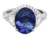 LARGE 6.18CT DIAMOND & AAA SAPPHIRE 18K WHITE GOLD 3D OVAL TRILLION & ROUND RING