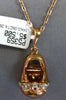 ESTATE LARGE .06CT DIAMOND 14KT ROSE GOLD 3D BABY GIRL SHOE FUN FLOATING PENDANT