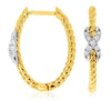 .10CT DIAMOND 14KT YELLOW GOLD CLASSIC CRISS CROSS OVAL X ROPE HANGING EARRINGS
