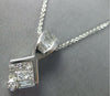 .56CT DIAMOND 14K WHITE GOLD ROUND BAGUETTE & PRINCESS INVISIBLE SQUARE PENDANT