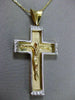 ESTATE LARGE .35CT DIAMOND 14KT TWO TONE GOLD 3 DIMENSION CROSS PENDANT #9875