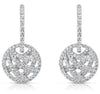 LARGE 1.09CT DIAMOND 14K WHITE GOLD 3D CIRCULAR CRISS CROSS FUN HANGING EARRINGS