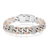 EXTRA LARGE 14.56CT DIAMOND 14KT WHITE ROSE GOLD 3D CUBAN UNISEX TENNIS BRACELET