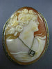ANTIQUE LARGE. 03CT OLD MINE 14K WHITE GOLD FILIGREE LADY CAMEO PIN BROOCH 21732