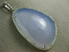 ESTATE LARGE .30CT DIAMOND & AAA BLUE CHALCEDONY 14KT WHITE GOLD 3D LOVE PENDANT