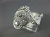 ANTIQUE WIDE .42CT DIAMOND 14KT WHITE GOLD 3D 3 STONE HALO FILIGREE RING #1330