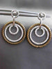 ESTATE LARGE 1.0CT DIAMOND 14K WHITE & BROWN GOLD CIRCLE OF LIFE ETOILE EARRINGS