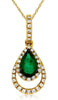 .46CT DIAMOND & AAA EMERALD 14KT YELLOW GOLD PEAR SHAPE & ROUND FLOATING PENDANT