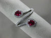 ESTATE WIDE .72CT DIAMOND & AAA RUBY 18KT WHITE GOLD 3D CLASSIC DOUBLE LEAF RING