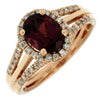 ESTATE 1.80CT DIAMOND & AAA RHODOLITE 14K ROSE GOLD OVAL & ROUND ENGAGEMENT RING