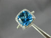 ESTATE 2.90CT DIAMOND & AAA BLUE TOPAZ 14KT WHITE GOLD CUSHION SQUARE HALO RING